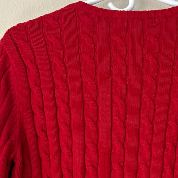 Vintage Chaps Ralph Lauren cable knit crewneck sweater 90s Y2K academia preppy M - Picture 9 of 13